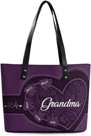 Personalized Mom Single Shoulder Bag Custom Name Grandmother Leather Handbag Loving Gift For Grandma Mother