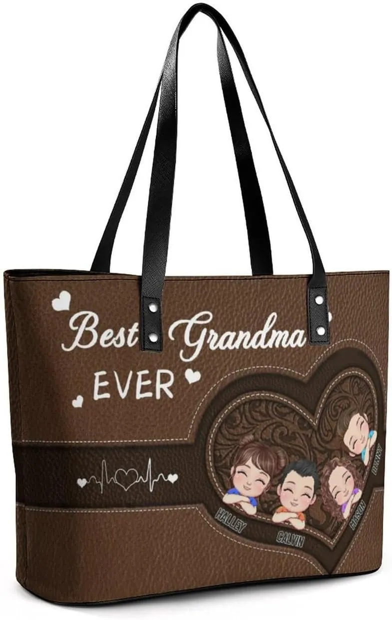 Personalized Mom Single Shoulder Bag Custom Name Grandmother Leather Handbag Loving Gift For Grandma Mother