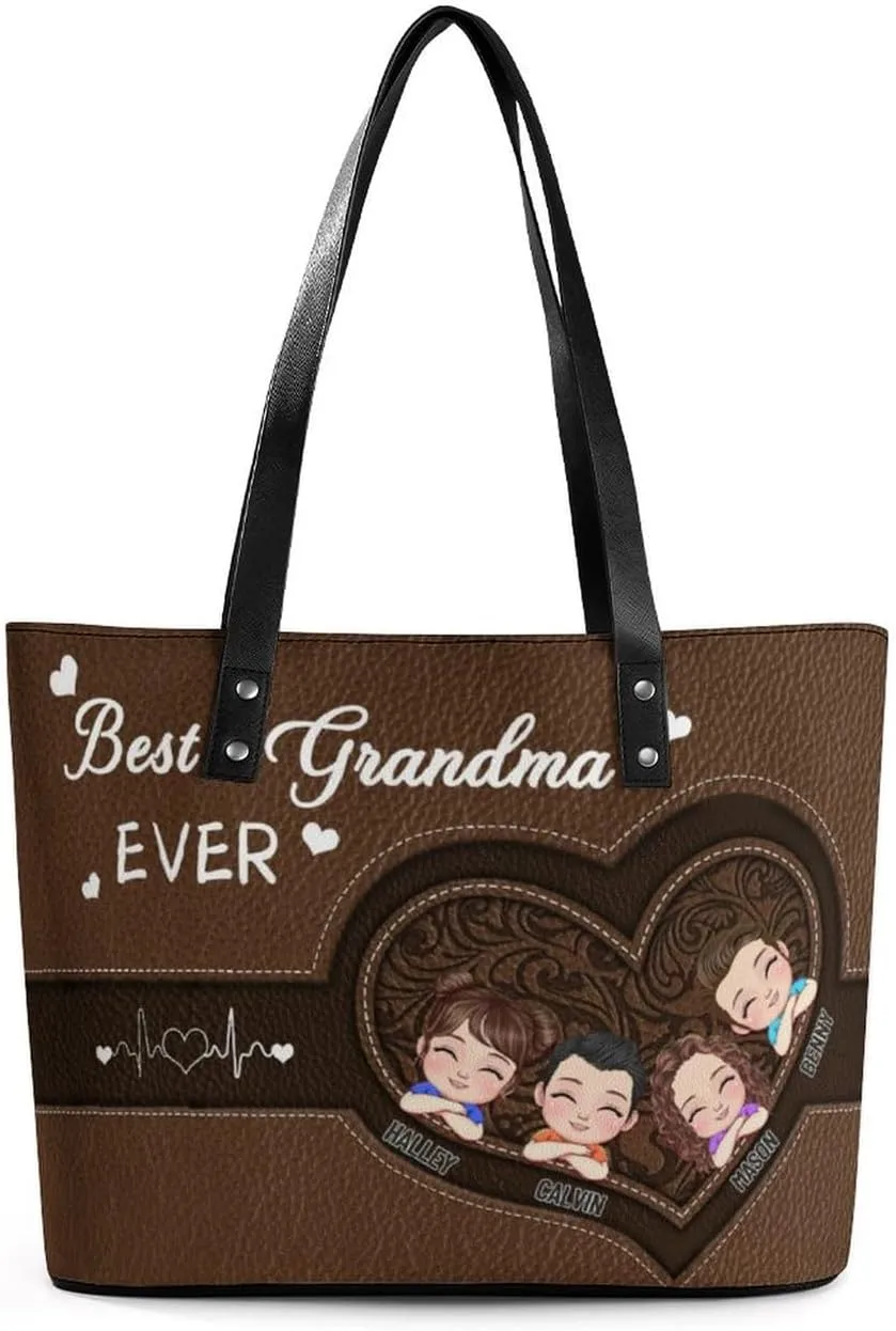 Personalized Mom Single Shoulder Bag Custom Name Grandmother Leather Handbag Loving Gift For Grandma Mother