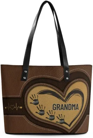 Personalized Mom Single Shoulder Bag Custom Name Grandmother Leather Handbag Loving Gift For Grandma Mother