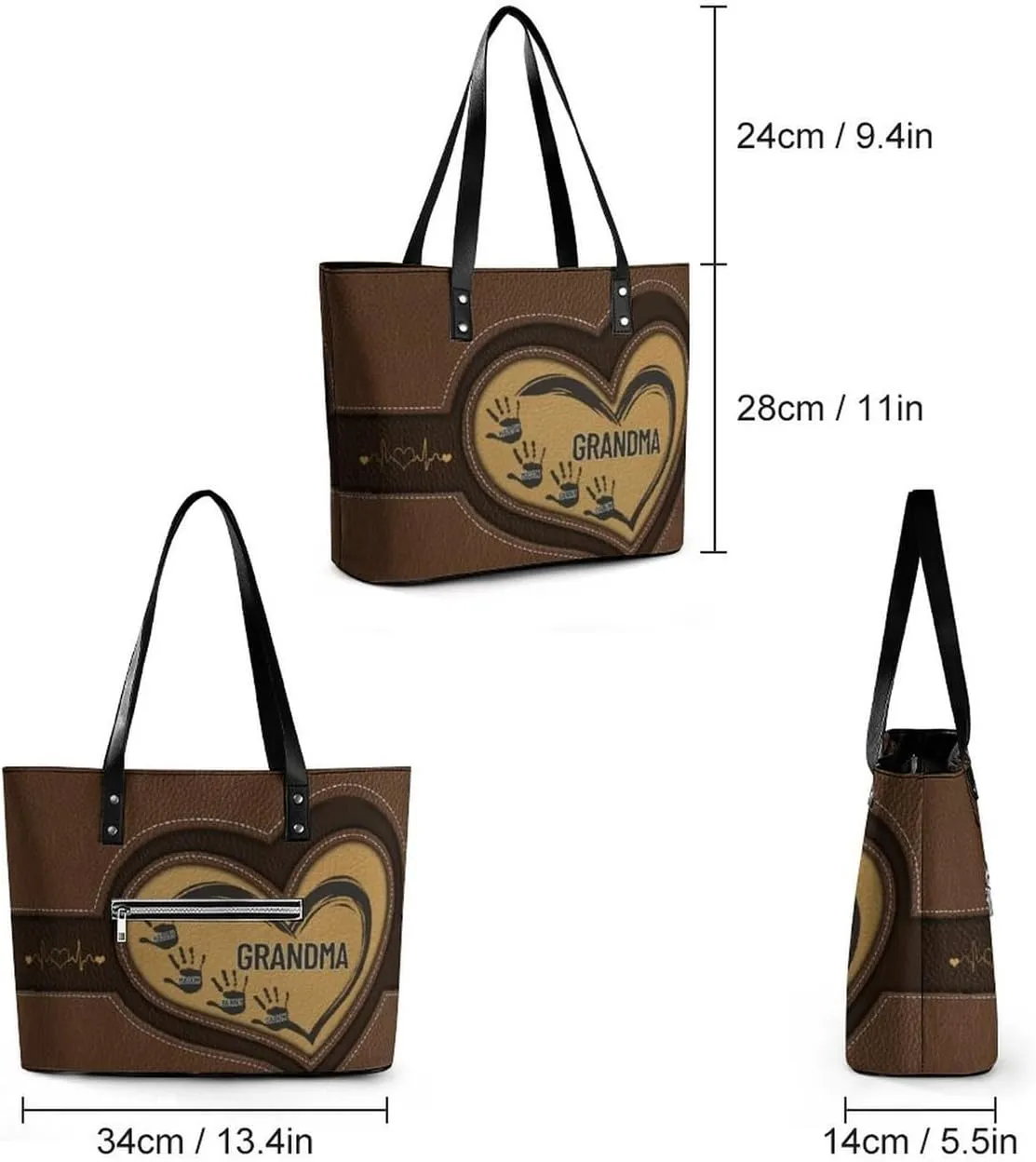Personalized Mom Single Shoulder Bag Custom Name Grandmother Leather Handbag Loving Gift For Grandma Mother