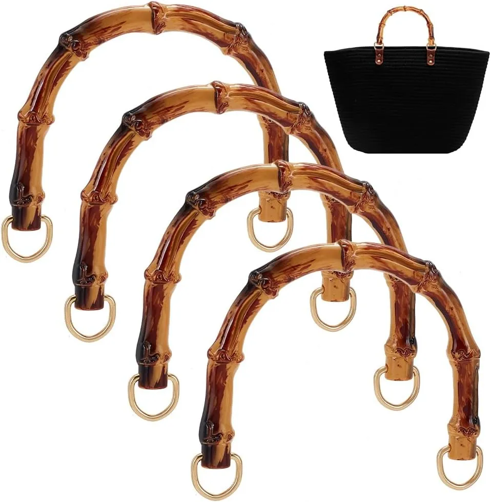 PH PandaHall 4 Pack U-Shaped Handbag Handles Purse Handles Replacement Plastic Bag Handles Purse Strap with Alloy Clasp for Bag Making Shoulder Bag Crochet Bag