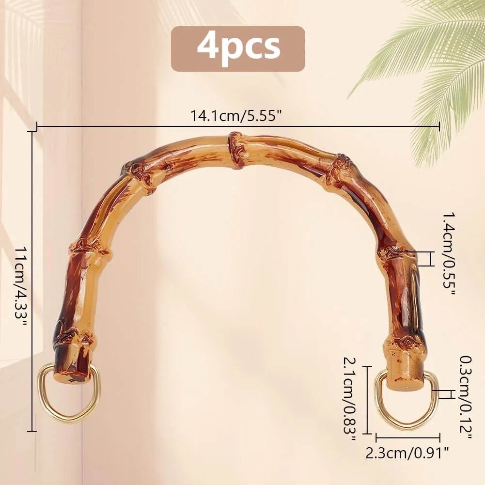 PH PandaHall 4 Pack U-Shaped Handbag Handles Purse Handles Replacement Plastic Bag Handles Purse Strap with Alloy Clasp for Bag Making Shoulder Bag Crochet Bag
