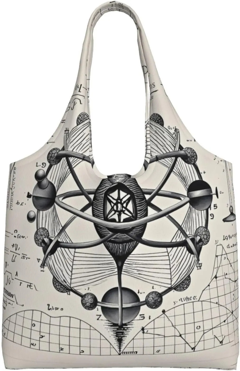 Physics Print Print Ladies' Single Shoulder Canvas Handbag,Sturdy Cotton Handbag With Patterned Shoulder Bag