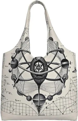 Physics Print Print Ladies' Single Shoulder Canvas Handbag,Sturdy Cotton Handbag With Patterned Shoulder Bag