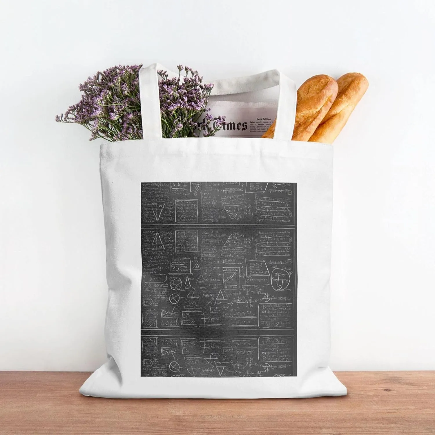 Physics Printing Print Canvas Shopping Bag Reusable Eco-Friendly Handbag With Large Capacity For Everyday Use