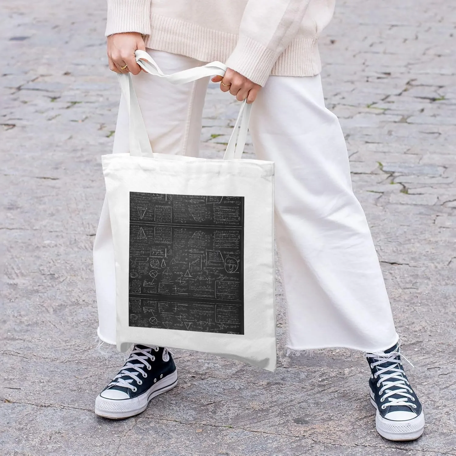 Physics Printing Print Canvas Shopping Bag Reusable Eco-Friendly Handbag With Large Capacity For Everyday Use