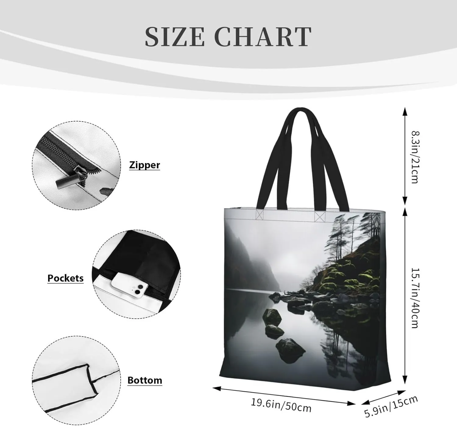 Pigment Print Tote Bag Shoulde Bag Handbag Grocery Bags Reusable For Office Shopping Travel Casual Work Holiday
