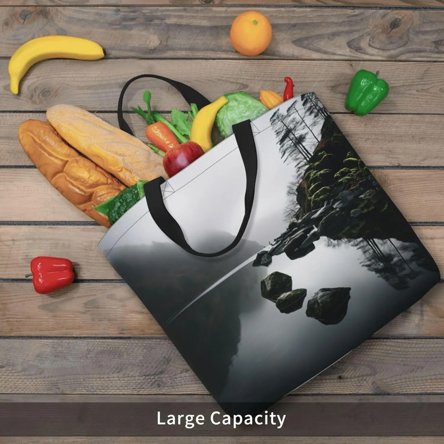 Pigment Print Tote Bag Shoulde Bag Handbag Grocery Bags Reusable For Office Shopping Travel Casual Work Holiday