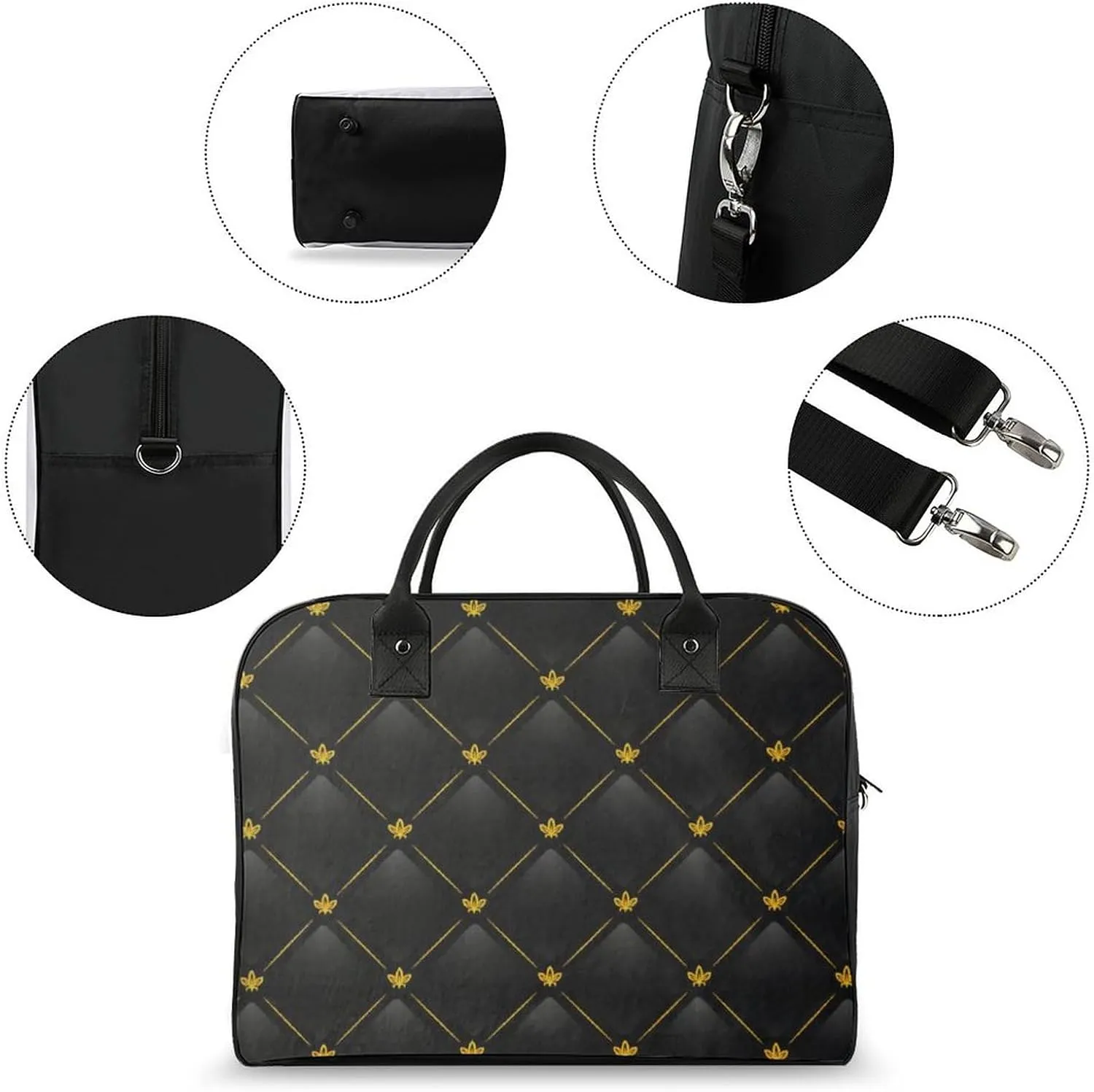 Pink Black Gray Argyle Fashionable Large Capacity Travel Handbag Unisex