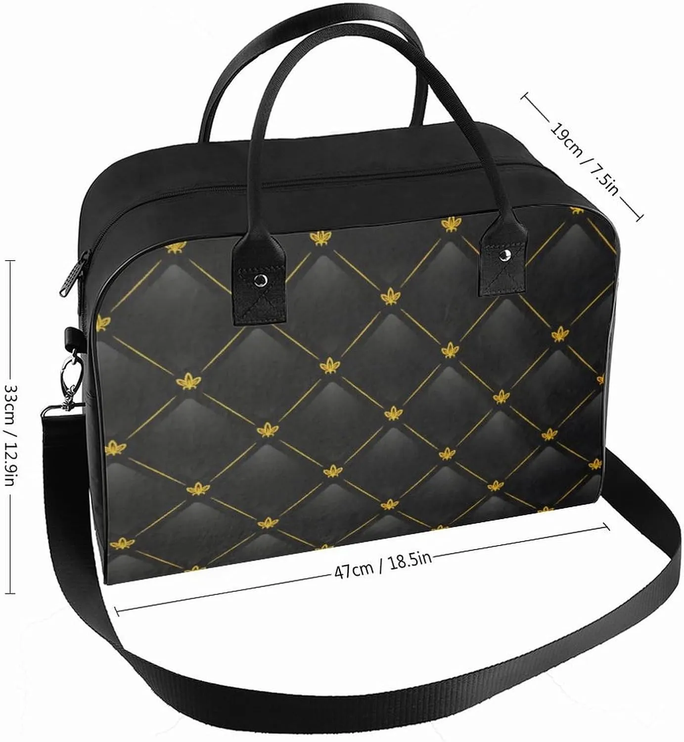Pink Black Gray Argyle Fashionable Large Capacity Travel Handbag Unisex