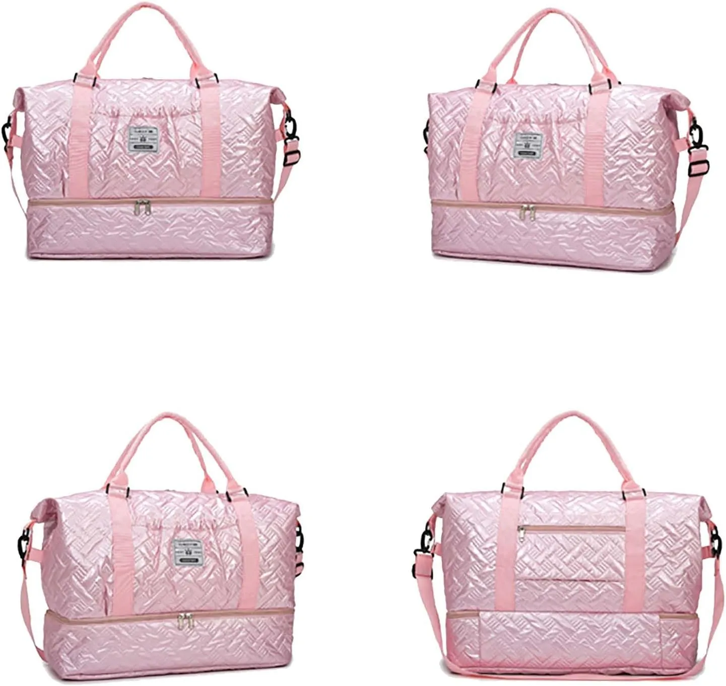 Pink Portable Travel Bag with Dry and Wet Separation, Sports Fitness Shoulder Bag with Shoe Compartment and Lightweight Single Strap Storage Pouch