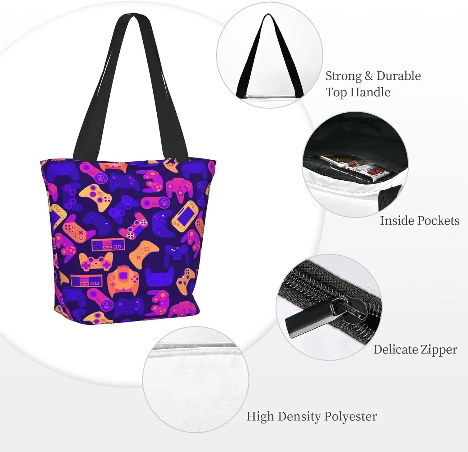 Pink Roses Tote Bag Women Reusable Shopping Bags Shoulder Bag Portable Storage HandBags