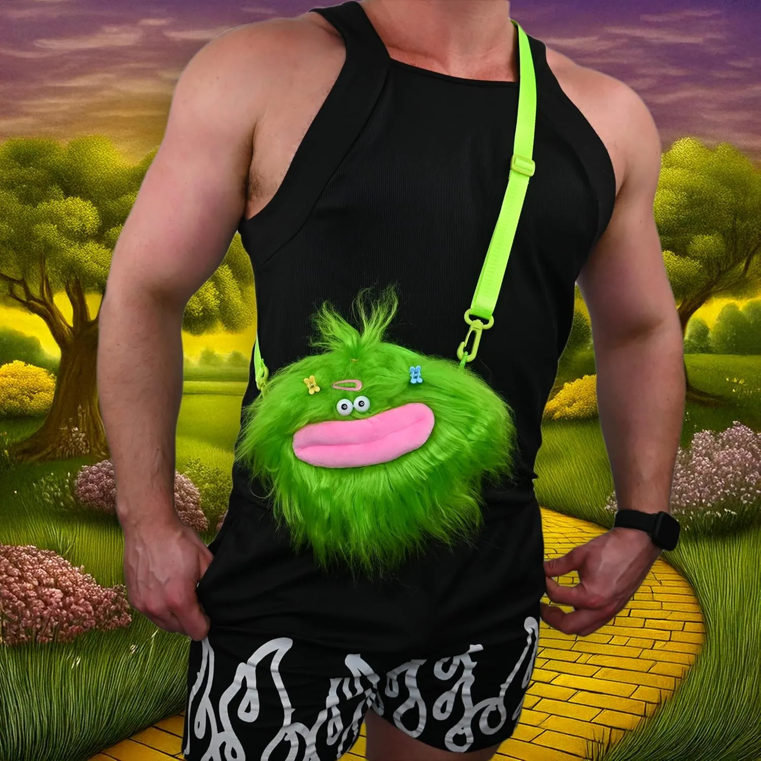 PLURby Rave Bag - Monster Toy Bag - Crossbody Fuzzy Bag - Furry Festival Plush Bag - Kids Shoulder Carry Bag - Mini Backpack