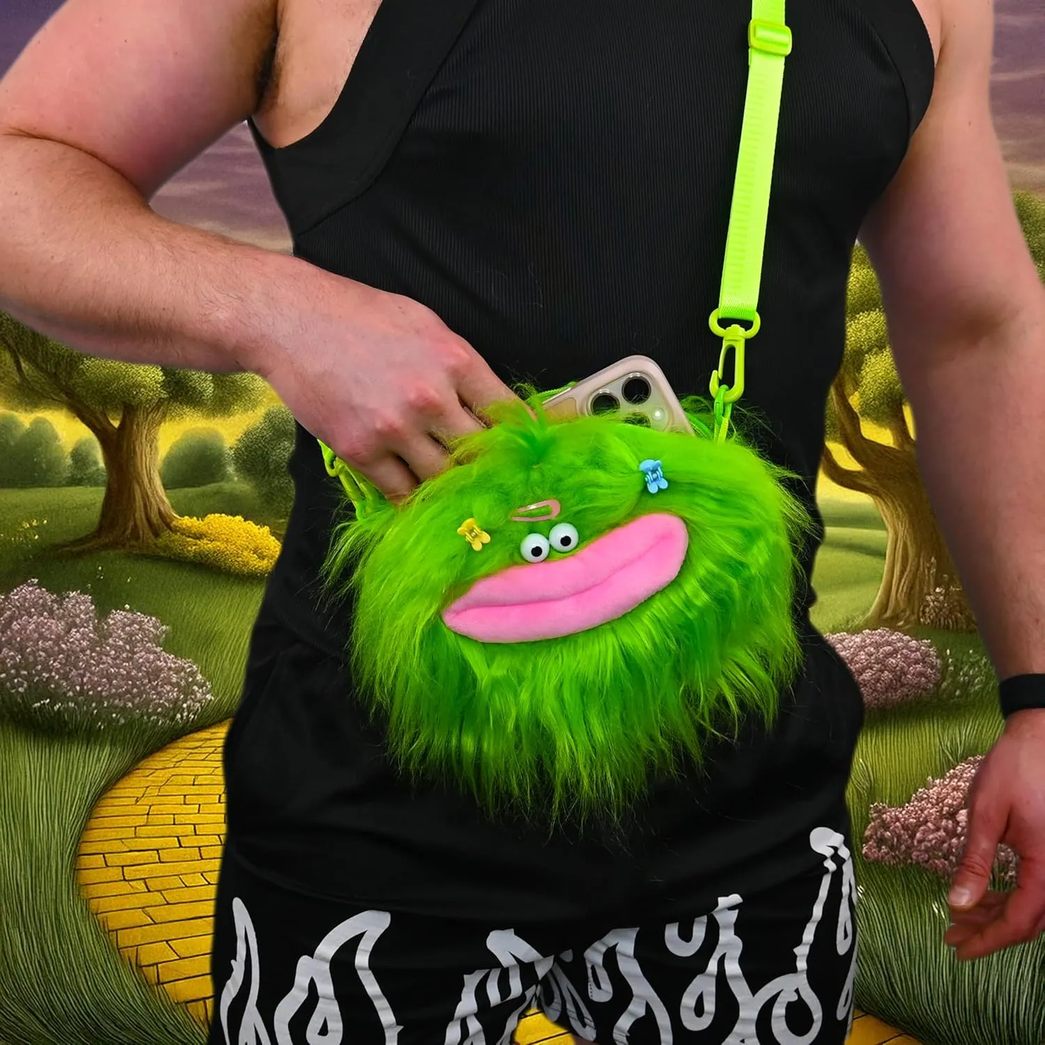 PLURby Rave Bag - Monster Toy Bag - Crossbody Fuzzy Bag - Furry Festival Plush Bag - Kids Shoulder Carry Bag - Mini Backpack