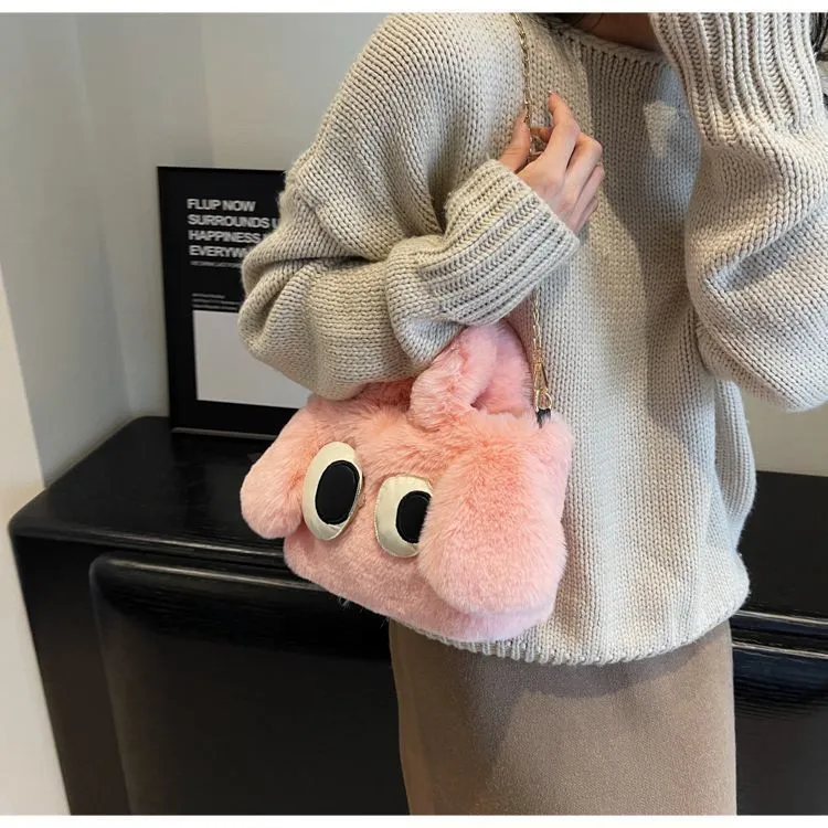 Plush Cute Big Eyes Puppy Oblique Crossbody Bags