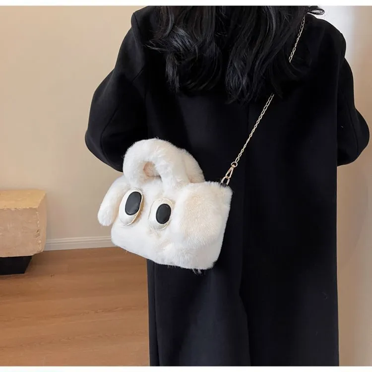 Plush Cute Big Eyes Puppy Oblique Crossbody Bags