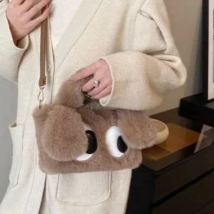 Plush Cute Big Eyes Puppy Oblique Crossbody Bags