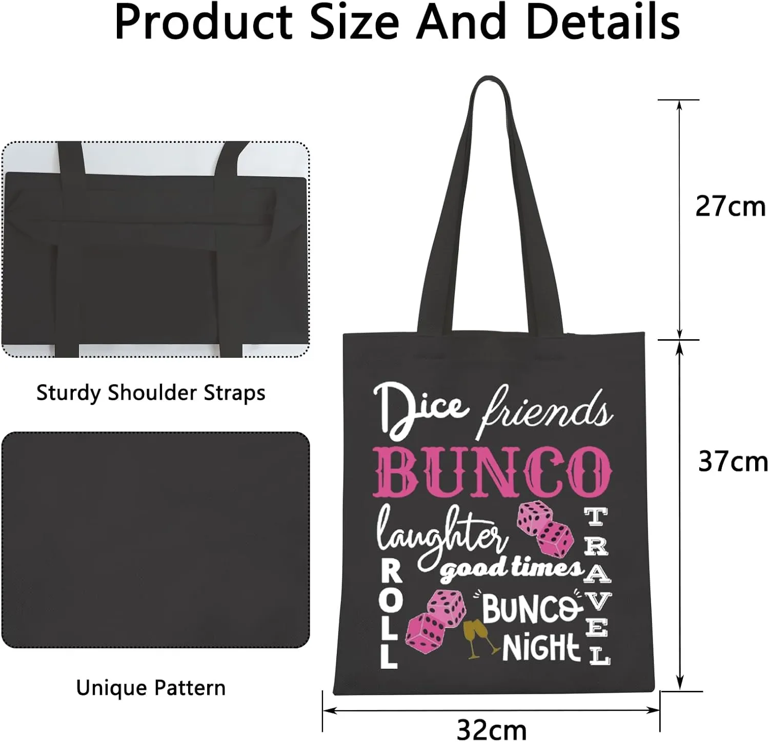 POFULL Bunco Game Night Gift Tabletop Game Board Gaming Tote Bag Bunco Party Gift