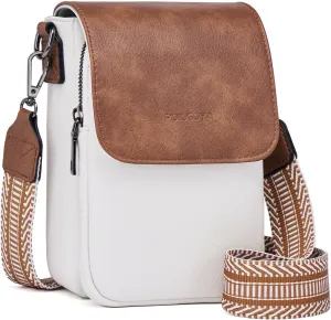 POIUGOYA Small Crossbody Bags for Women Trendy,Leather Triple Compartment Cell Phone Crossbody Wallet Purses with Card Slots