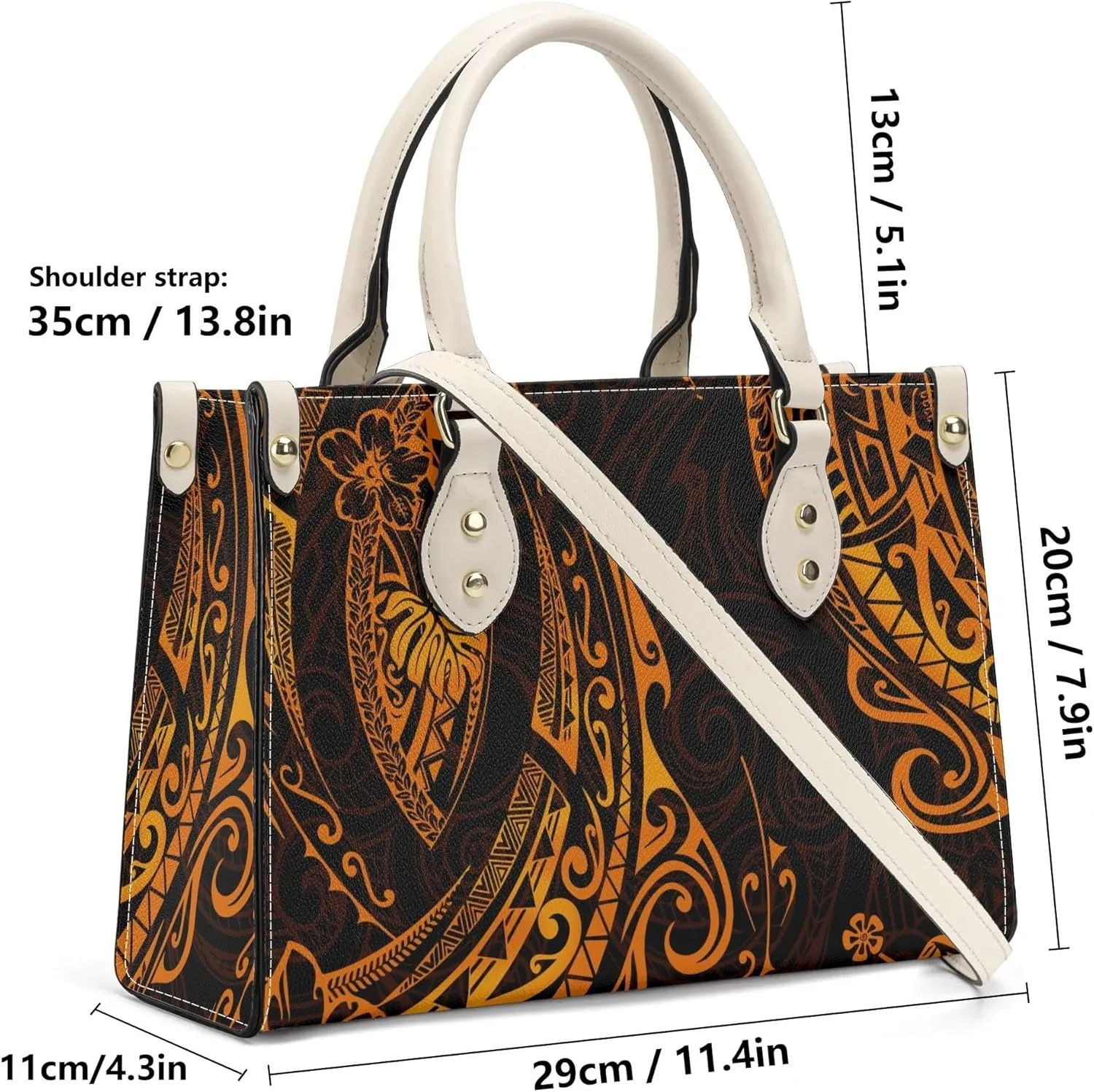 Polynesian Custom Handbag, A Two-Piece Set Of Women'S Single-Shoulder Bag And Wallet Samoan Tribal Pattern Design
