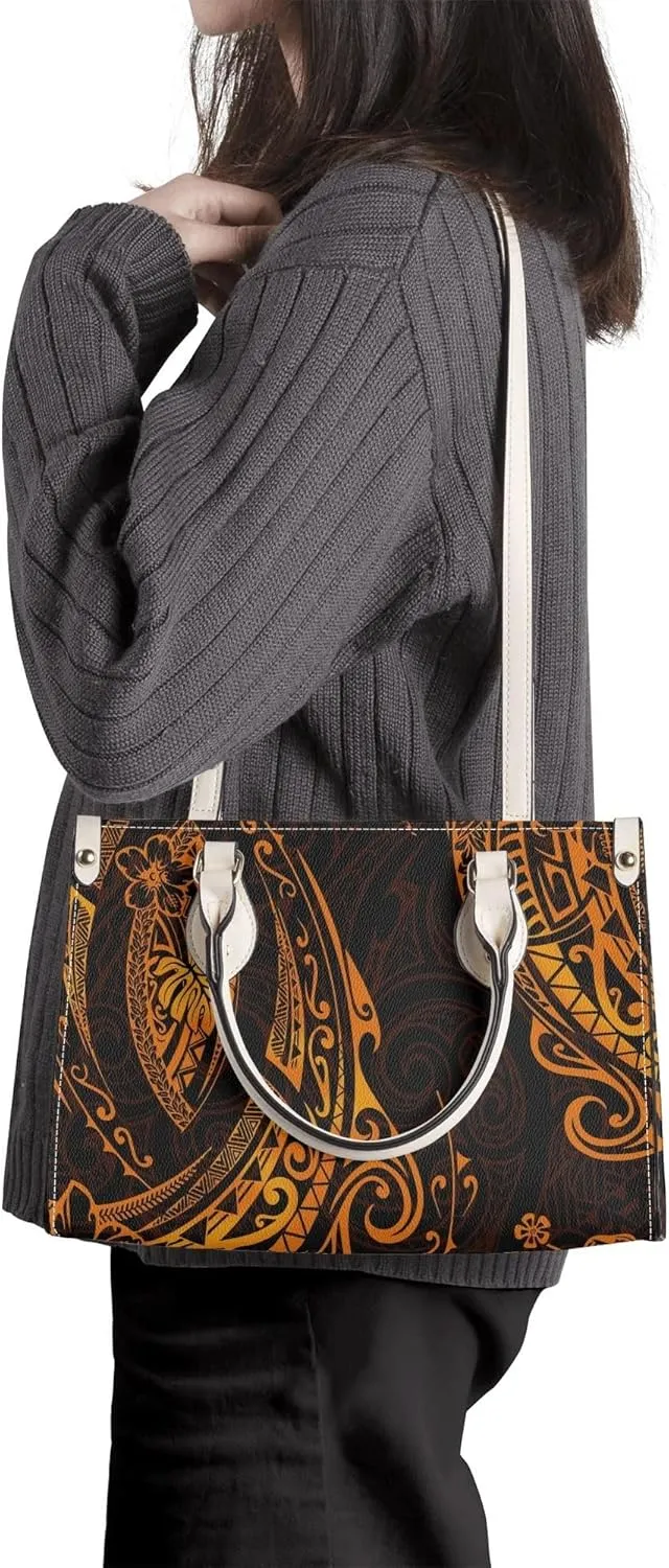 Polynesian Custom Handbag, A Two-Piece Set Of Women'S Single-Shoulder Bag And Wallet Samoan Tribal Pattern Design