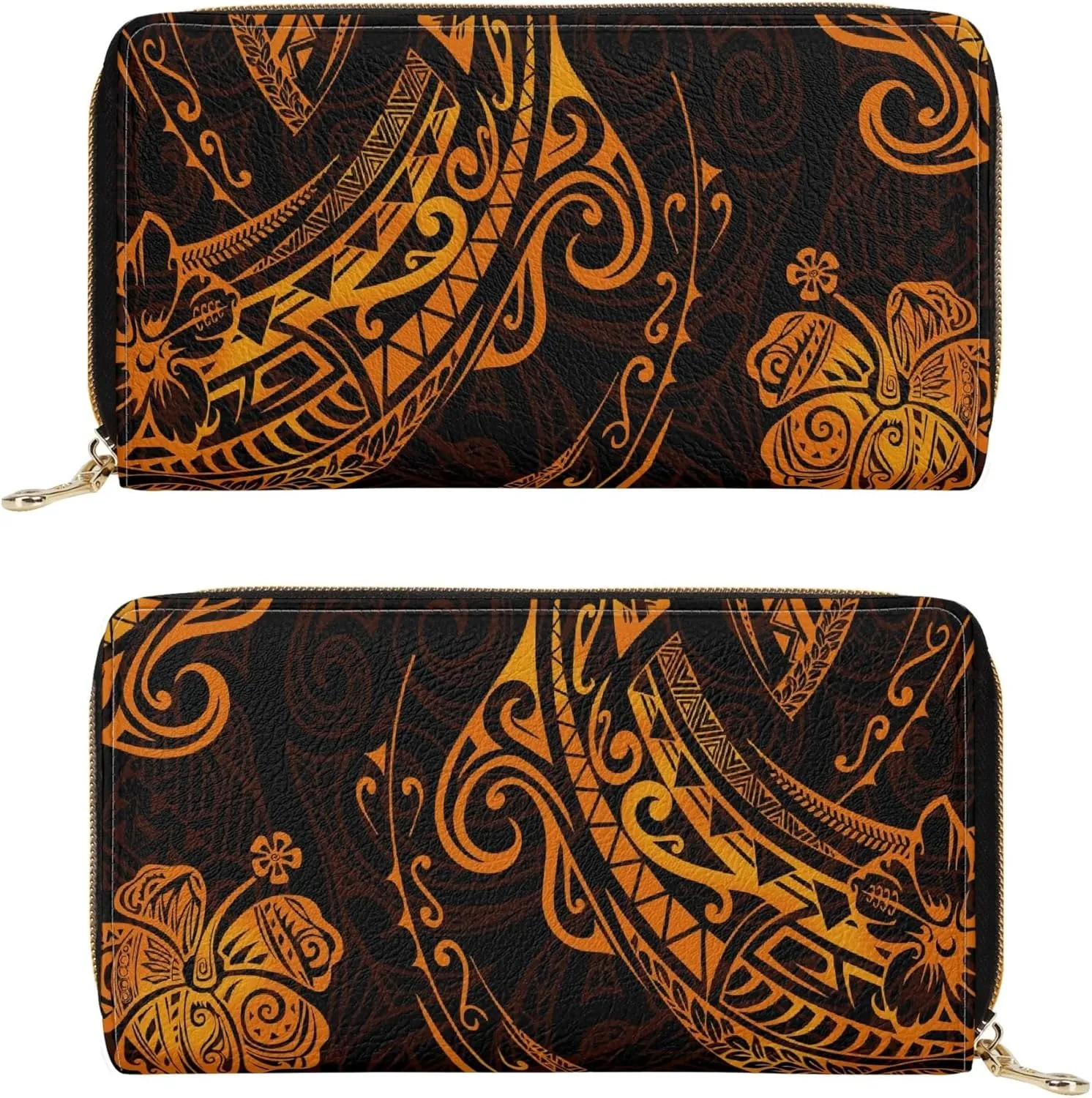 Polynesian Custom Handbag, A Two-Piece Set Of Women'S Single-Shoulder Bag And Wallet Samoan Tribal Pattern Design