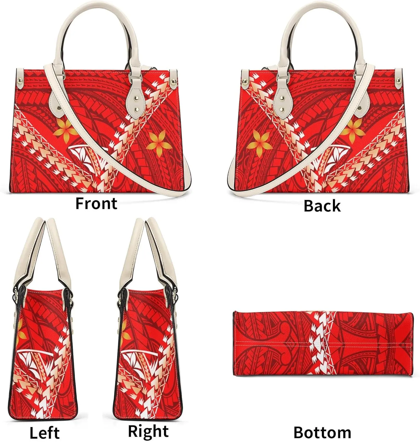 Polynesian Custom Handbag, A Two-Piece Set Of Women'S Single-Shoulder Bag And Wallet Samoan Tribal Pattern Design
