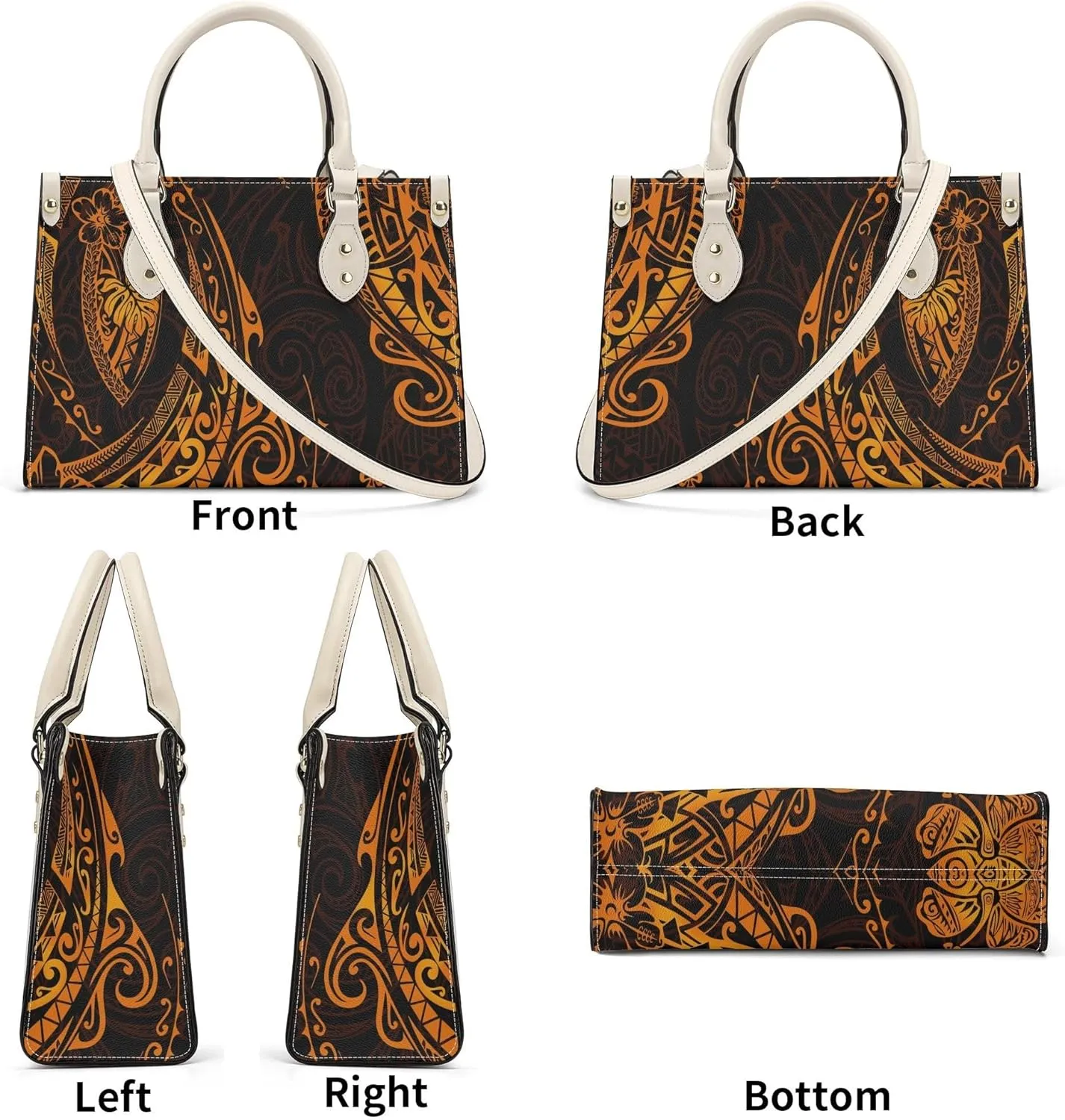 Polynesian Custom Handbag, A Two-Piece Set Of Women'S Single-Shoulder Bag And Wallet Samoan Tribal Pattern Design