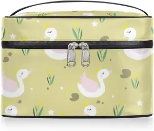 Pond Swans Makeup Bag Portable Makeup Organizer Bag Travel Cosmetic Bag Waterproof Toiletry Bags for Women's Business Travel Camping