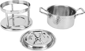 Portable Butane Stove, Single Fire Stove 304 Stainless Steel Individual Food Warmer Stove Pan Camping Hot Pot with Lid for Family Dormitory