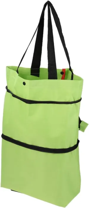 Portable Collapsible Luggage Cart Shopping Trolley for Lightweight Organizer for Groceries Travel Beach Gym and More Green