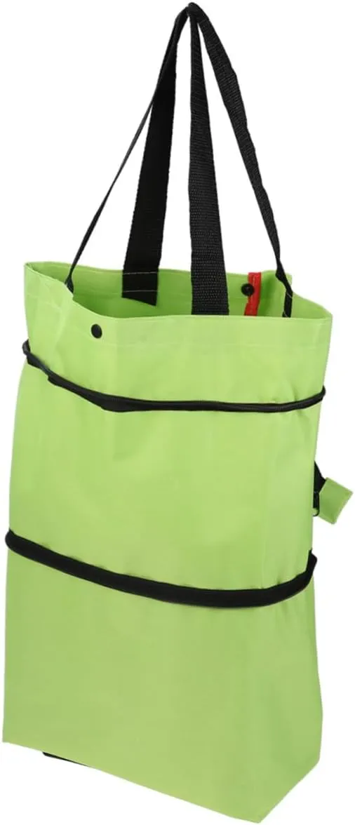Portable Collapsible Luggage Cart Shopping Trolley for Lightweight Organizer for Groceries Travel Beach Gym and More Green