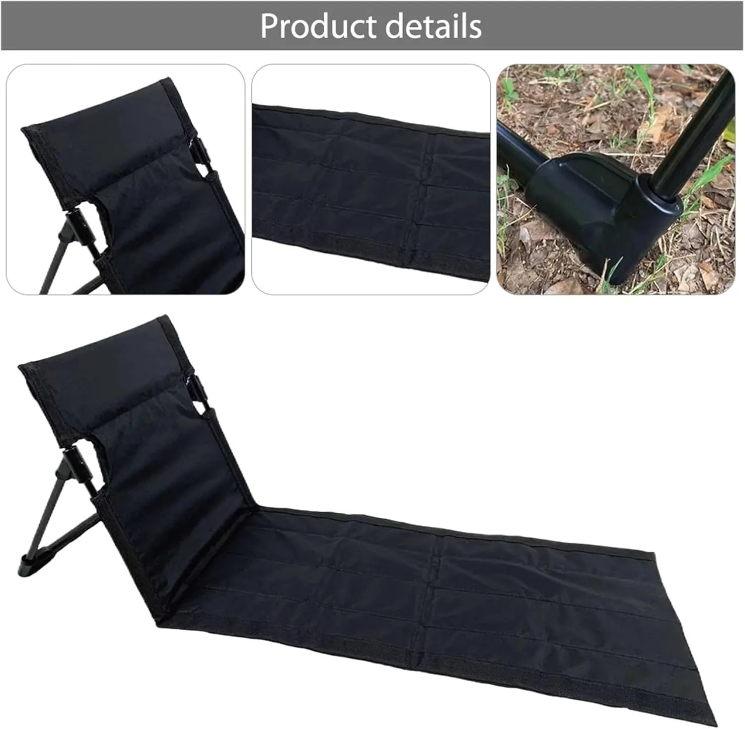Portable Folding Fit for Seat Without Legs Foldable Stadium Fit for Seat with Backrest Lightweight Camping Chair Fit for Camping Hiking(Black)