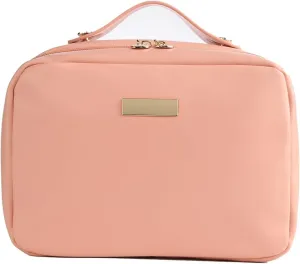 Portable Large Capacity Cosmetic Bag, Skincare Products, Makeup Brush Storage Bag, Double Layer Makeup Bag (Pink)