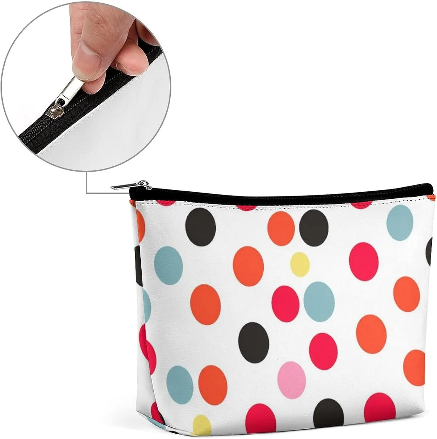 Portable Small Cosmetic Bag Cute Travel Makeup Bag Polka Dot Waterproof Toiletry Bag for Women