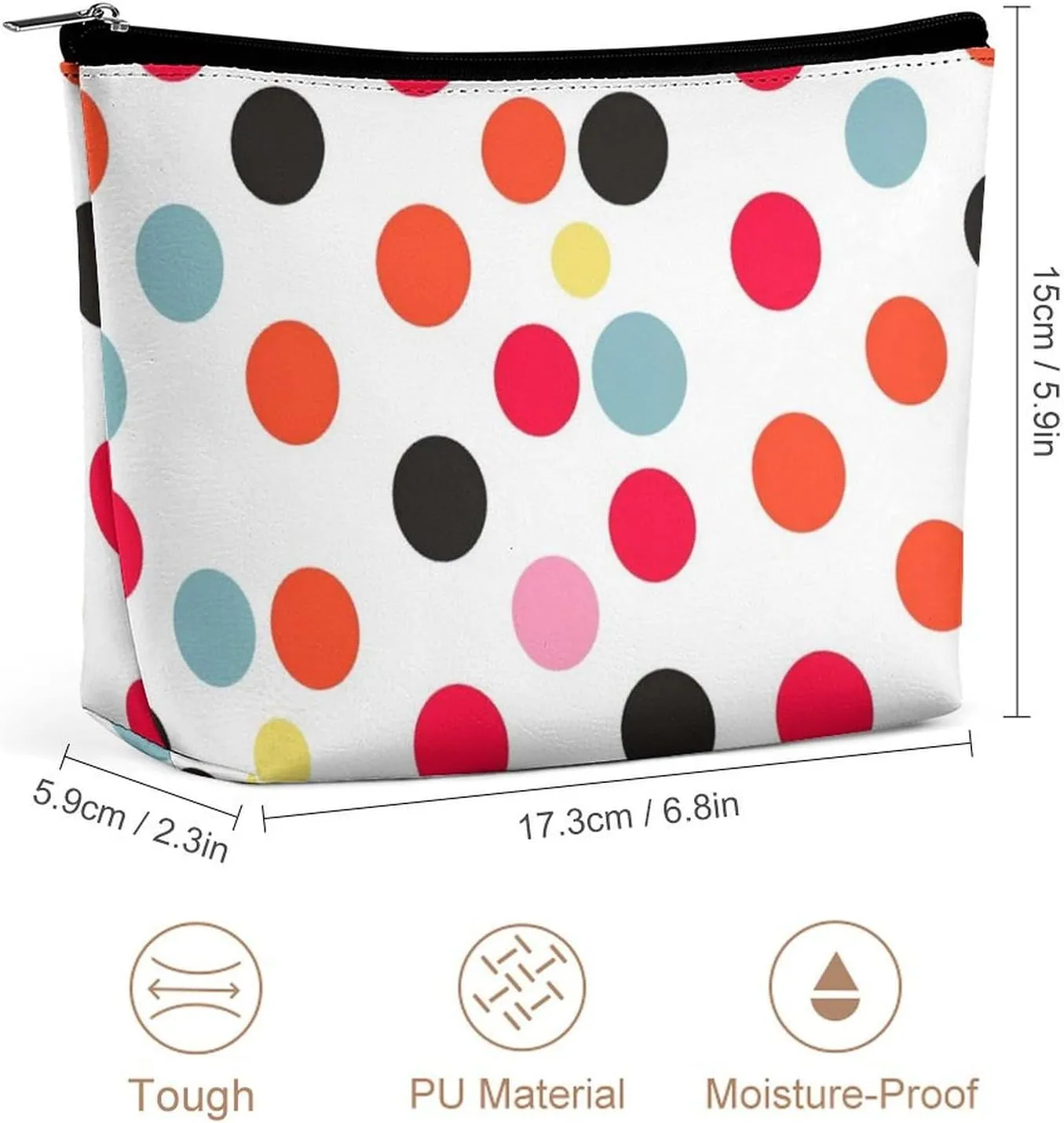 Portable Small Cosmetic Bag Cute Travel Makeup Bag Polka Dot Waterproof Toiletry Bag for Women