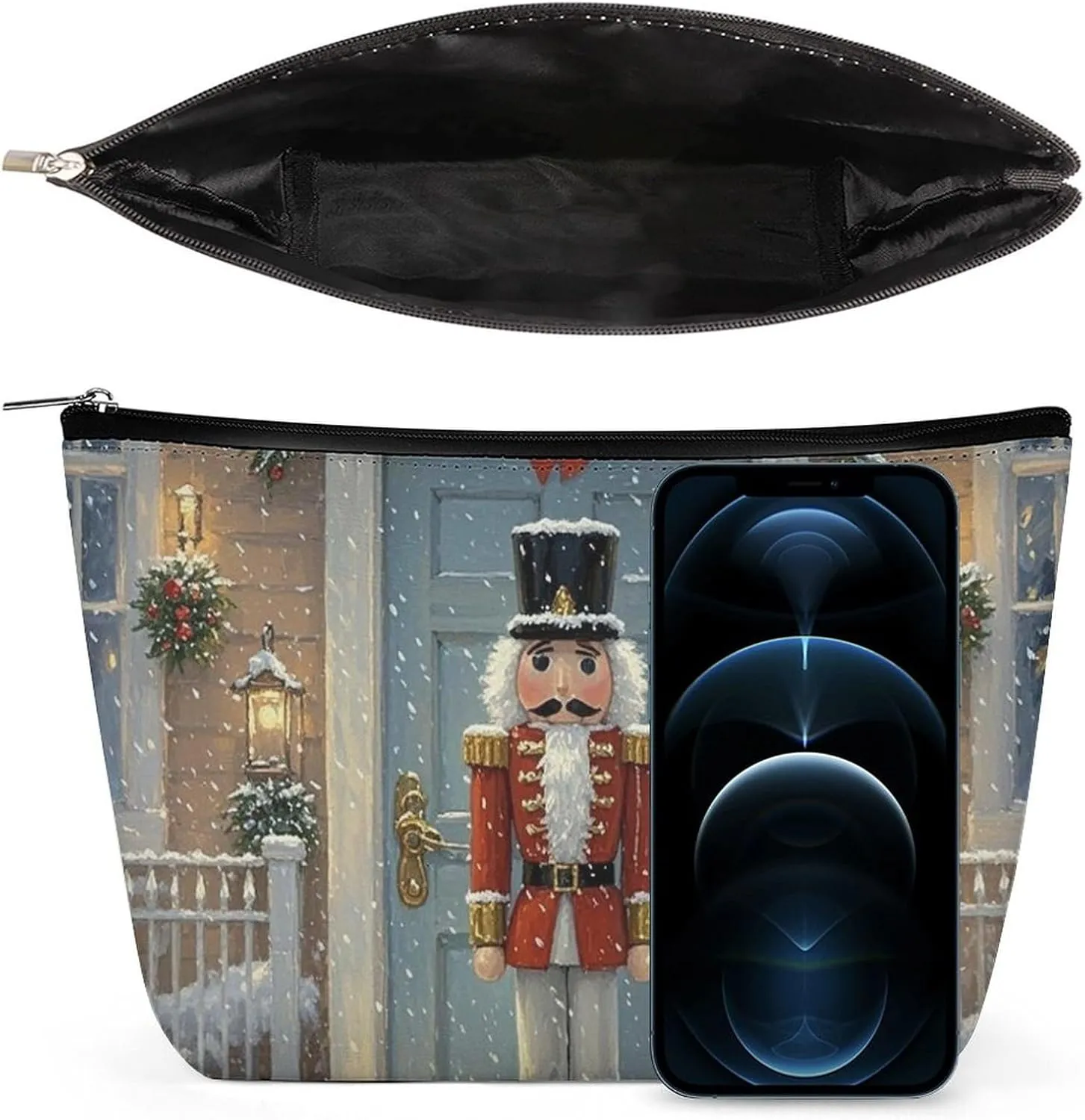 Portable Small Cosmetic Bag Cute Travel Makeup Bag Vintage Nutcracker Waterproof Toiletry Bag for Women
