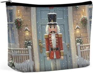 Portable Small Cosmetic Bag Cute Travel Makeup Bag Vintage Nutcracker Waterproof Toiletry Bag for Women