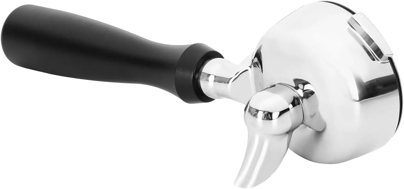 Portafilter Single Spout 58mm 2 Ears Compatible with Nuova Simonelli, Come with 304 Stainless Steel Filter Basket and Puck Screen, Anodized Aluminum Handle, Black