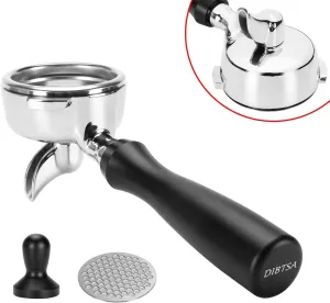 Portafilter Single Spout 58mm 2 Ears Compatible with Nuova Simonelli, Come with 304 Stainless Steel Filter Basket and Puck Screen, Anodized Aluminum Handle, Black