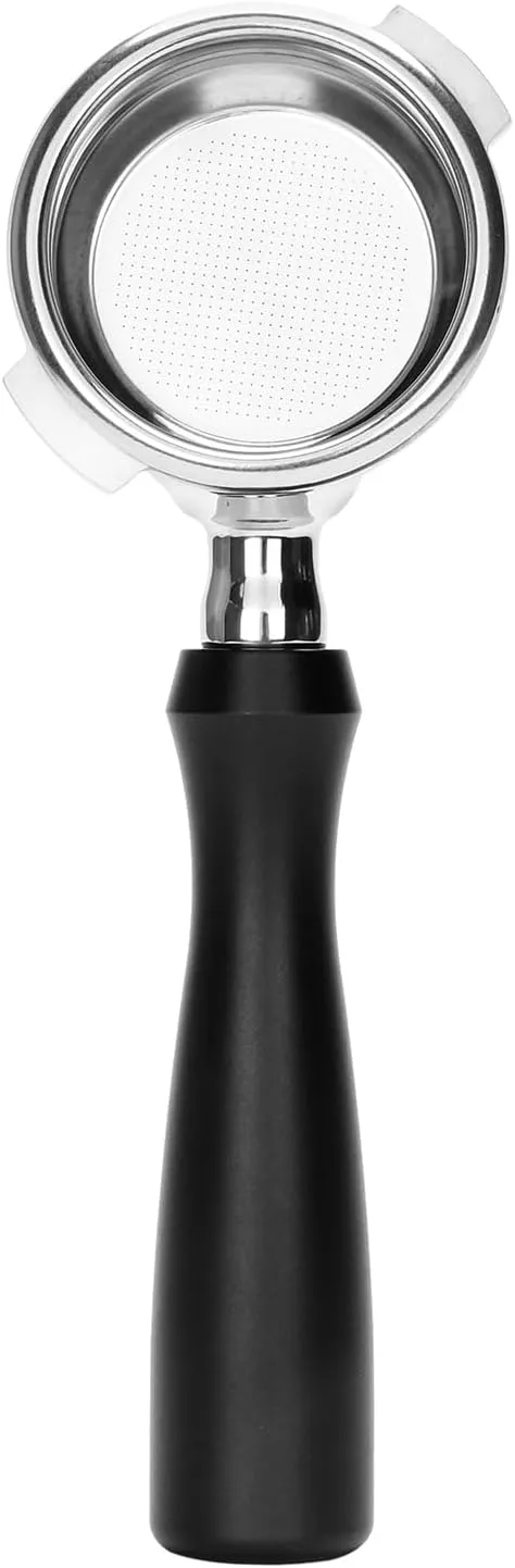 Portafilter Single Spout 58mm 2 Ears Compatible with Nuova Simonelli, Come with 304 Stainless Steel Filter Basket and Puck Screen, Anodized Aluminum Handle, Black