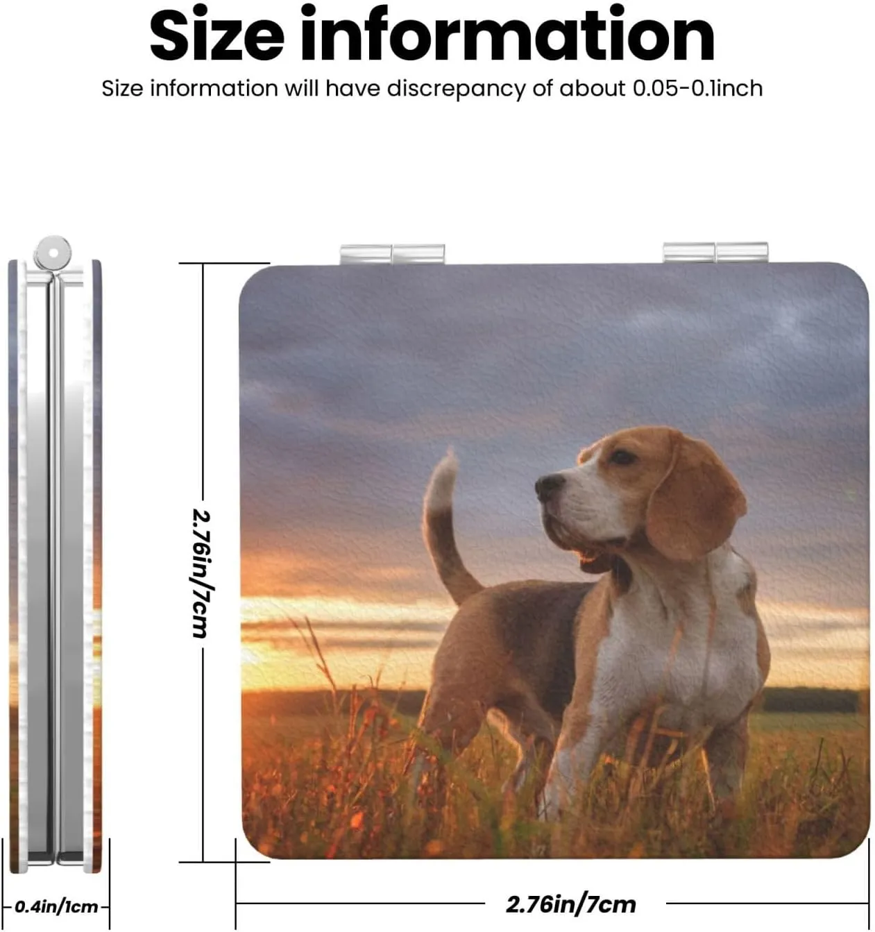 Portrait of A Beagle Dog Women Small Makeup Mirror Portable Pocket Cosmetic Mirror for Travel
