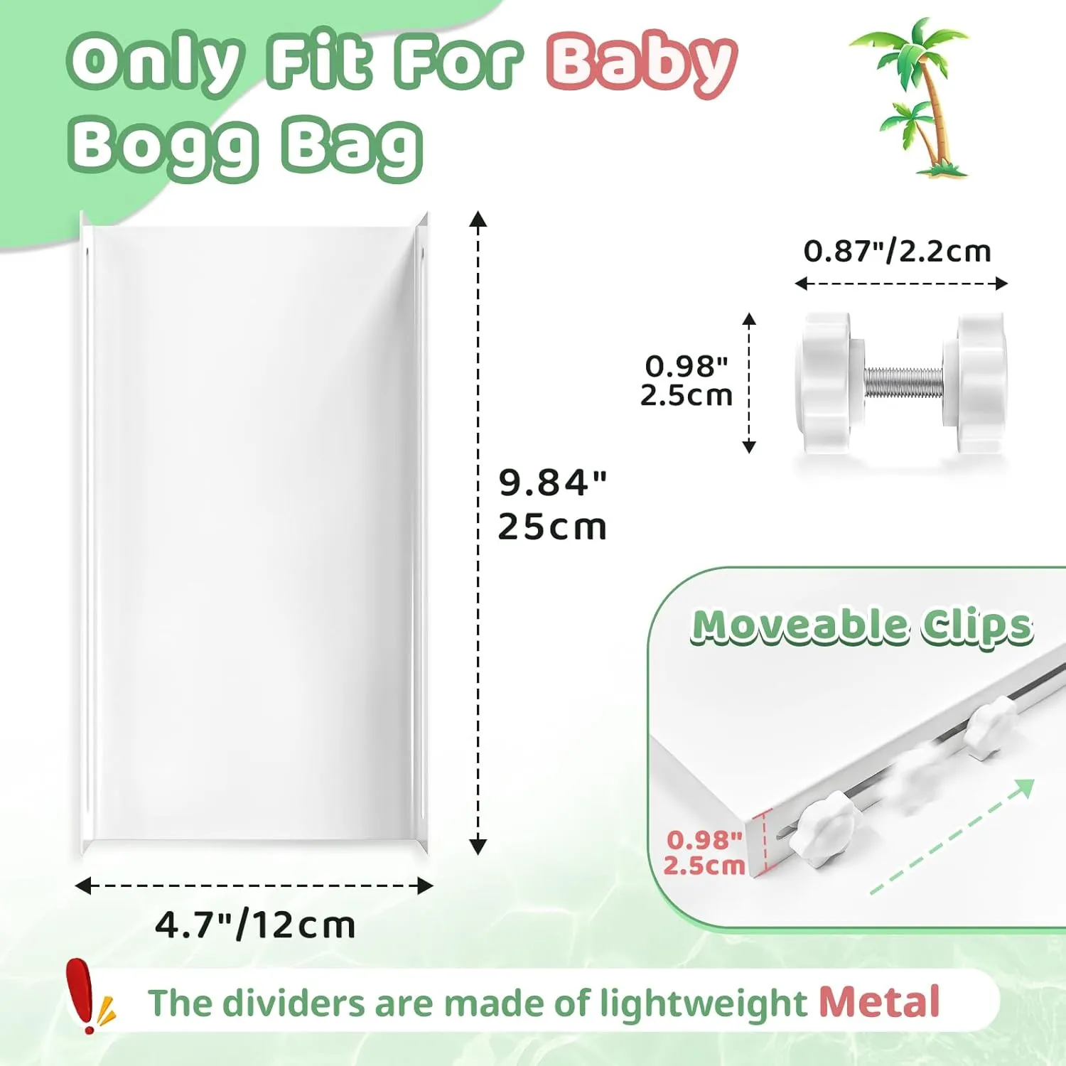 PoYang Divider Tray for Baby Bogg Bag Accessories Inserts 2 Pack, Waterproof Insert for Baby Bogg Bag Divider Tray Metal for Bog Beach Bagg Rubber Tote Organizer & Divide Space, Medium