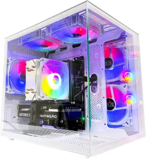 Pre Built Gaming PC AMD Ryzen7 8700F(8Core 16Threads Up to 5.0G) 32G DDR5 6000Mhz Nvme 1TB SSD RTX 4060 8G WiFi 6 Desktop Computers White