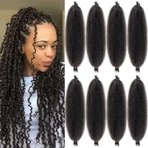 Pre-Fluffed Spring Twist Hair Color 4 Springy Afro Twist Hair 8 Packs Brown Marley Twist Braiding Hair for Distressed Butterfly Locs 16 Inch 4# Spring Twist Crochet Hair Extension (16in 8P 4#)…