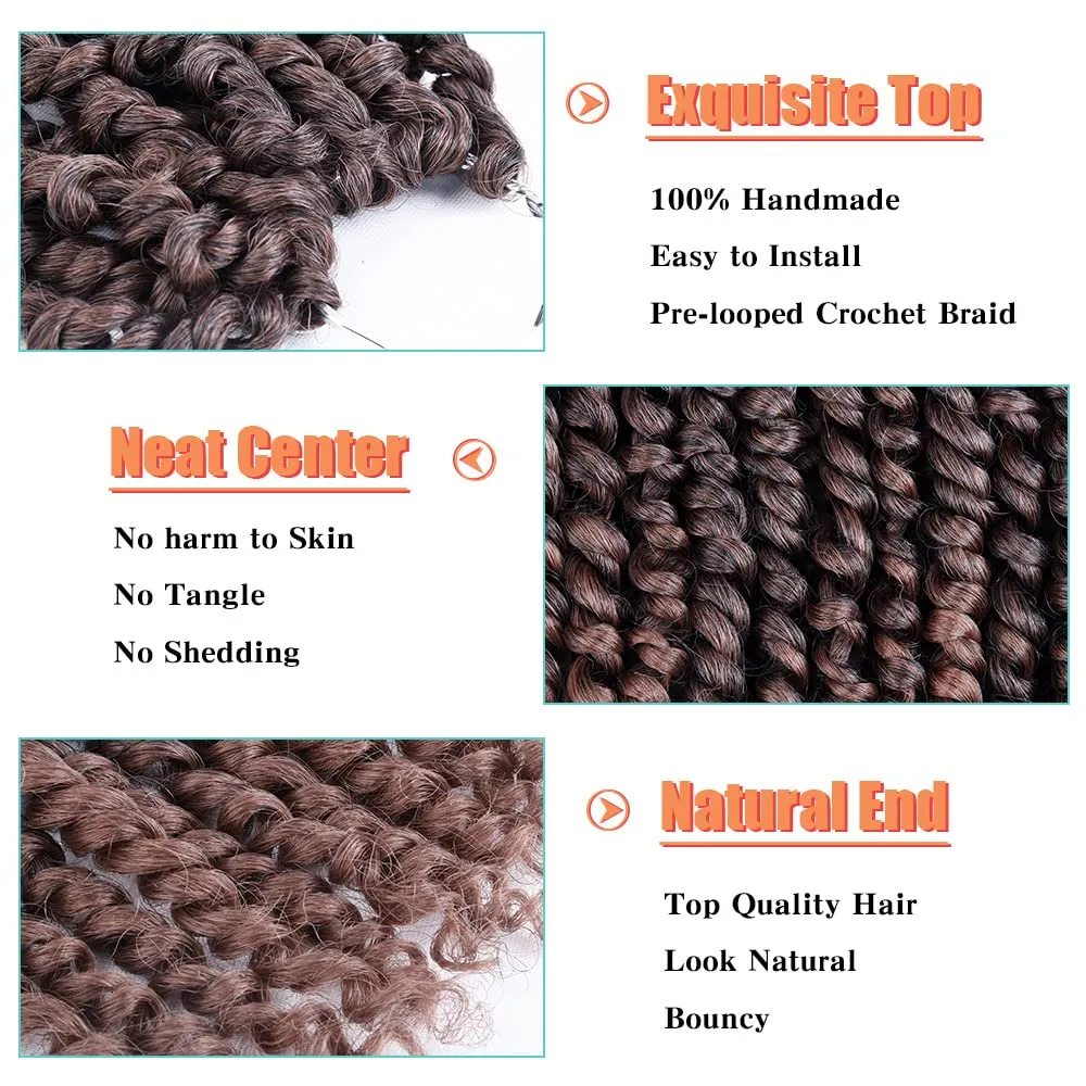 Pre-twisted Passion Twist Hair 8 Inch 8 Packs Short Passion Twist Crochet Hair for Black Women, Pre-looped Crochet Passion Twists Synthetic Braiding Hair Extensions(8 Packs,T30#)