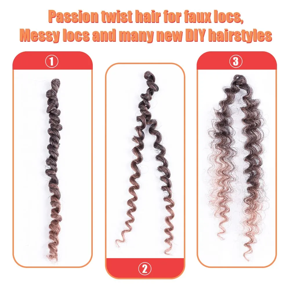 Pre-twisted Passion Twist Hair 8 Inch 8 Packs Short Passion Twist Crochet Hair for Black Women, Pre-looped Crochet Passion Twists Synthetic Braiding Hair Extensions(8 Packs,T30#)