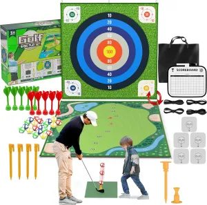 Premium Golf Chipping Game – For Adults and Family Battle Putting Green Practice Indoor Mat Bucket Yard Outdoor Play Equipment Toys Stuff Toddler Set 30 Sticky Backyard Deal Training Sports Swing Gift