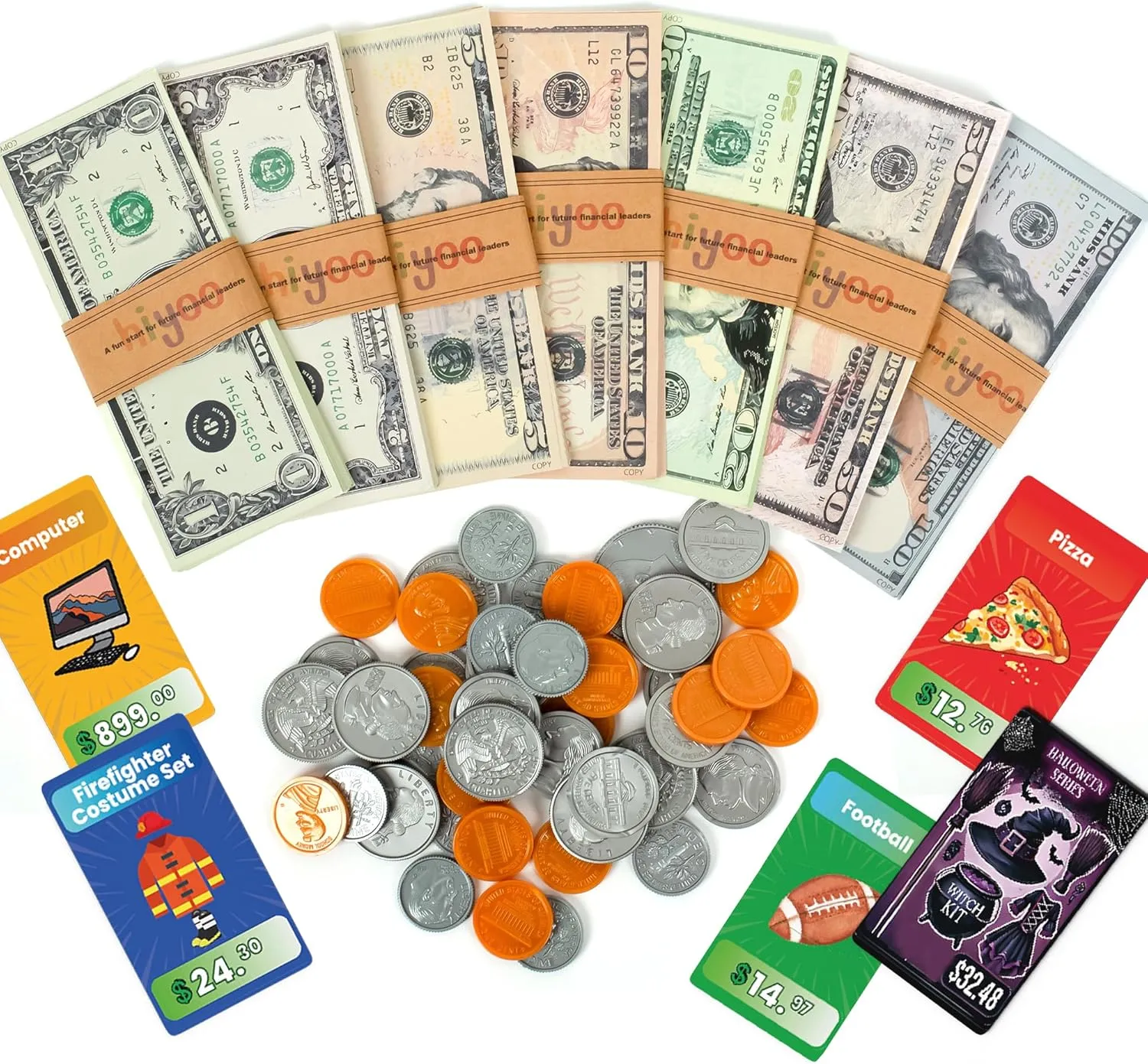Pretend Money for Kids - Realistic Play Money Set, Over $5640, 3D Pop-Up Cart, Teaches Math & Money Skills, Shopping & Banking Toys, 80PCS Product Price Cards, Preschool Learning Tool